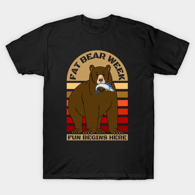 Fat Week Bear-Vintage Funny Bear Lovers T-Shirt by ARTSYVIBES111